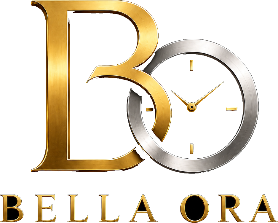 Bella Ora — a gold B beside a silver watch face, above the Bella Ora wordmark.